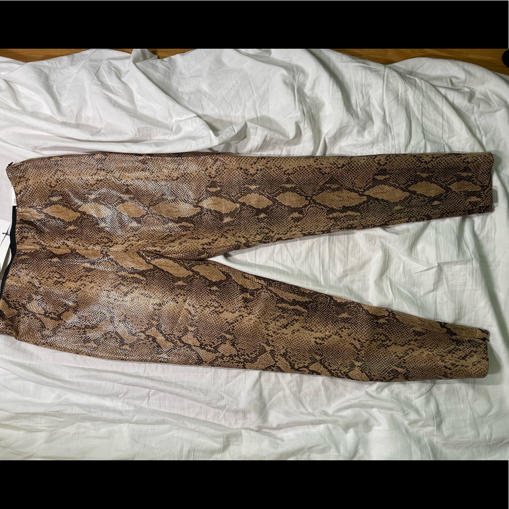 Zara faux leather snake print leggings